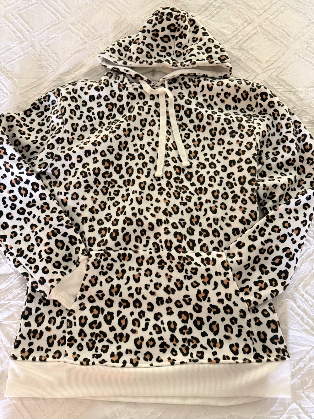 if it were me Cream Leopard Print Pullover Hoodie